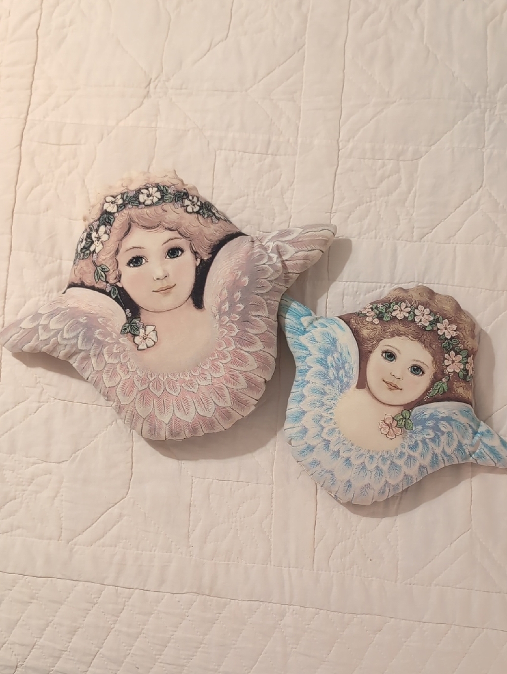 Angel Pillows 1979 Vintage Handmade Set Of Two Like New